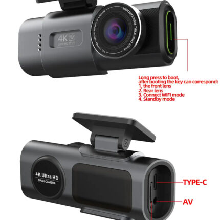 داش كام 4K UHD تسجيل كاميرا سيارة DVR للرؤية الليلية مسجل فيديو المدمج في واي فاي دعم GPS 24H وقوف السيارات