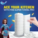 فاين مناديل ورقية سوبر تاول برو من كيتشن، 6 لفافات، 60 ورقة × 3 طبقات