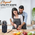 طقم سكاكين مطبخ من الفولاذ المقاوم للصدأ مكون من 7 قطع من SHOPPING VIBES - سكين طاهٍ حاد، مقص، مبراة (مقبض رخامي)